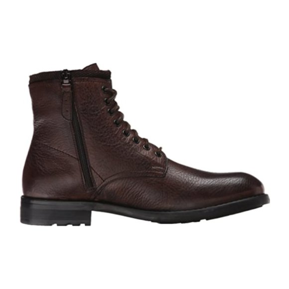 NEW Kenneth Cole Reaction Men Select Brown Leather Zipper Lace Up Ankle Boot - Picture 3 of 7